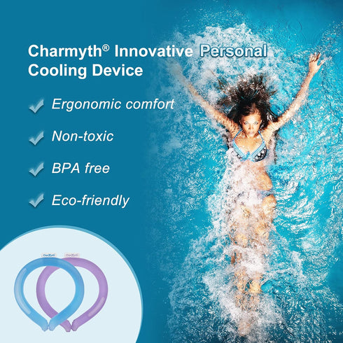 Neck Cooling Tube Reusable Ice Cooler Ring, Instant Cooling Below 15°C for Summer Outdoor & Indoor Use (Purple)