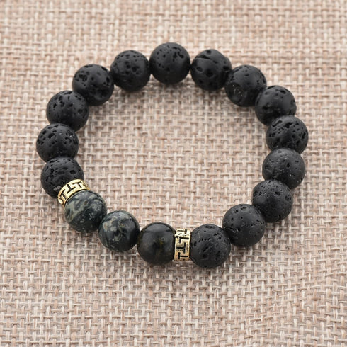 MYSTIQS 3-6 Lava Rock & Chakra Beaded Stone Bracelet Essential Oil Diffuser for Aromatherapy Small