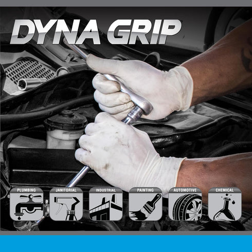 SAS Dyna Grip Powder-Free Premium Latex Disposable Gloves, 7 Mil - XL - 100 Count for Automotive Industrial Janitorial
