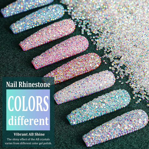 Tiny Nail Rhinestones 15000PCs - 1.2mm Ultra Mini Pixie AB Glass Crystals for Nail Art Manicure, Iridescent Long