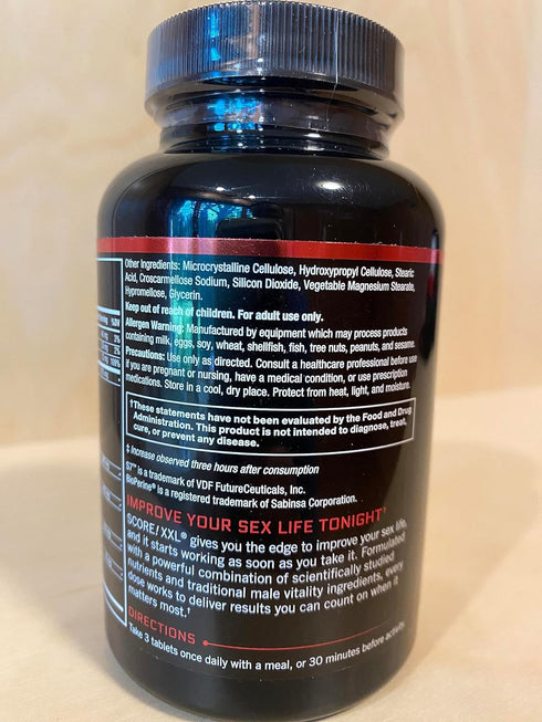 FORCE FACTOR Score! XXL Nitric Oxide Booster Supplement for Men | L-Citrulline, Black Maca, Tribulus | 60 Tablets,