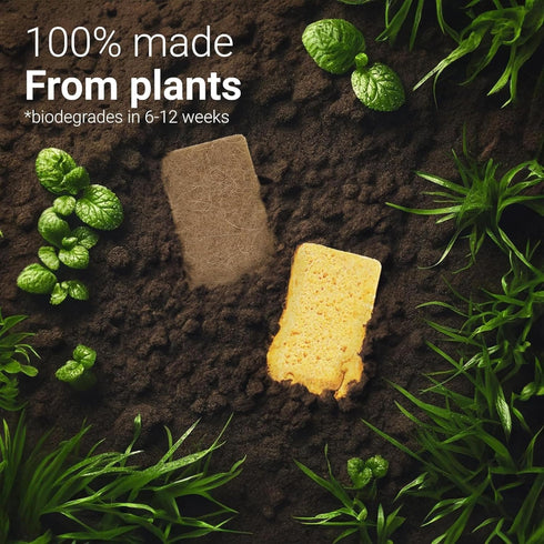bioGo White 12 Pack Biodegradable Kitchen Sponges - Eco-Friendly, Compostable, Natural Cellulose Dish Sponges by bioGo