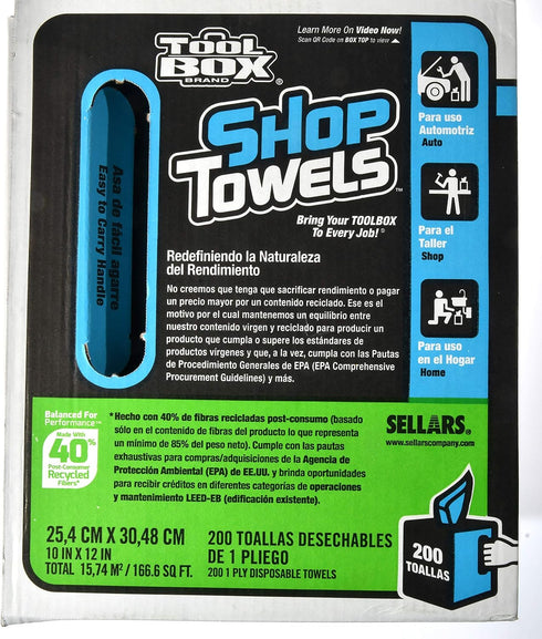 Sellars Wipers & Sorbents TOOLBOX Z400 1 Count 200 Box of Center Pull Shop Towels - Box - Towels