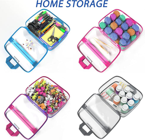 Large Transparent Clear Toiletry Bag - PVC Makeup Case with Handle - See Through Packing Cube - Zippered Plastic Pouch