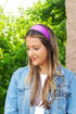 Motique Accessories Violet Satin Headband, 2 Inch Wide