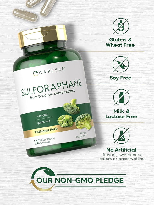 Carlyle Sulforaphane from Broccoli Seed Extract - 180 Capsules, Non-GMO and Gluten Free