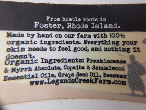 Legend's Creek Farm Herbal Salve - Healing Ointment with Frankincense, Myrrh, Copaiba for Skin Irritations & Body Aches