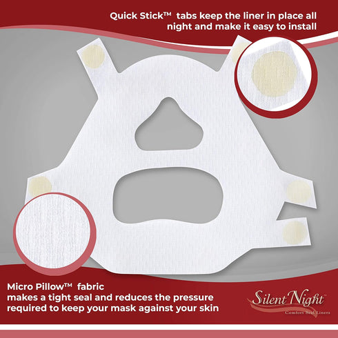 Silent Night Minimal Contact CPAP Mask Liners, Reduce Noisy Air Leaks, One Size Fits Most