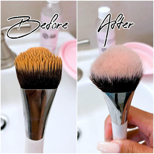 JEGO Makeup Brush Cleaner Solution, Hypoallergenic Plant-Based Liquid Cleanser, 8 Oz (1 Bottle + Bowl)