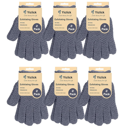 Yiclick 6Pairs Heavy Exfoliating Gloves, Body Scrub Exfoliator for Dead Skin Remover for Men and Women
