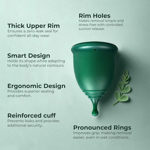 Set 12-Hour SHORDY Menstrual Cups with Applicator & Lube Reusable Period Cups (Small & Large) for Beginners