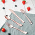 FOCUSLINE 75 Pack Rose Gold Plastic Silverware Set, 25 Forks, 25 Knives, 25 Spoons, Heavy Duty Disposable Cutlery