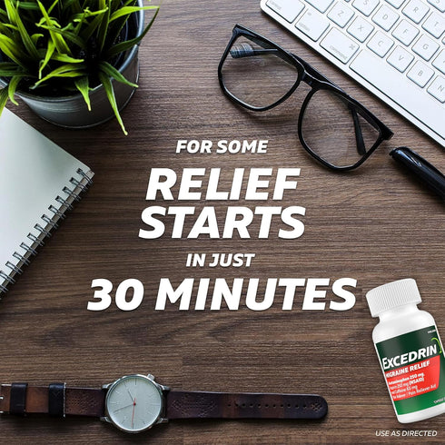 Excedrin Migraine Relief Caplets for Symptoms, 200 Count - Acetaminophen 250mg, Aspirin 250mg, Caffeine 65mg
