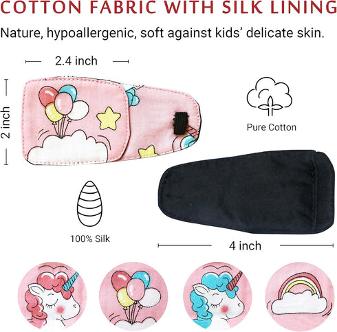 Cotton & Silk Left Eye Patch for Kids Glasses (Left Eye, Balloon)