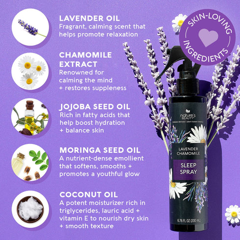 Multi-Pack 6.76 oz (2 Pack) Nature's Beauty Lavender Chamomile Sleep Spray - Sleep Well + Relax with Premium Grade Room