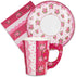 Royal Bluebonnet Paper Tea Cups and Saucer Sets - 24 Disposable Tea Party Decorations for Valentine's Day, Pink Floral