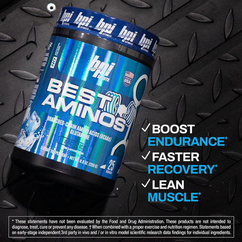 BPI Sports Best Aminos - Arctic Ice BCAA Powder Post Workout & Glutamine Recovery Drink for Men & Women - 25 Servings