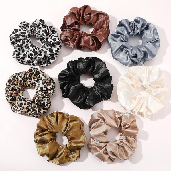 Scrunchies Hair Ties, Silk Satin Scrunchy Pack of Neutral Hair Accessories for Women and Girls