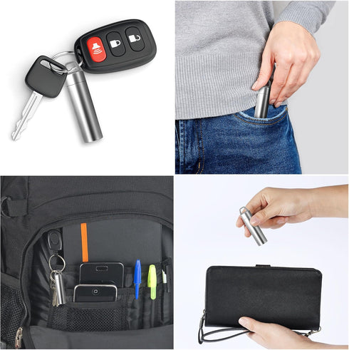 Small Pill Case: Portable Metal Pill Container Keychain, Waterproof Mini Stainless Steel Pill Organizer for Travel