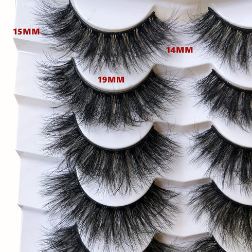 Pooplunch 7 Pairs Pack of Dramatic Volume 20MM Long Faux Mink False Eyelashes - 8D Thick Soft Strips