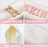 Y1tvei Varsity Letter Cosmetic Toiletry Bag - Preppy Patch PU Leather Makeup Pouch, Waterproof Organizer Gift (Shell