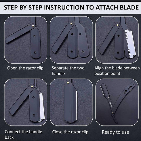Professional Straight Razor for Men, 20 Barber Razor Blades & Carrying Case, Straight Edge Shaving Kit