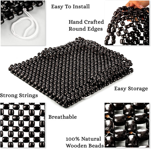 Zento Deals Bead Seat Cover Black Royal Wood Massage Cool Premium Comfort Cushion- Reduces Fatigue The Car or Truck