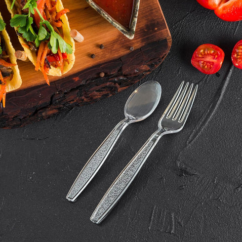 200 Count Heavy Duty Plastic Silverware Set, Clear Plastic Forks and Spoons, BPA Free for All Occasions