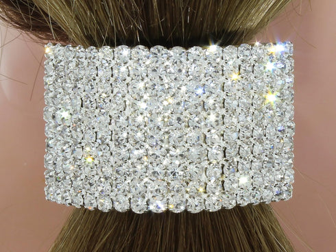 Rhinestone Ponytail Holder by Crystal Avenue, Silvertone with Sparkling Crystals