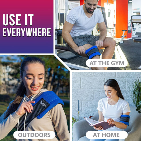 Kinetic Labs Reusable Ice Pack Wrap with Extra Gel Pack - HSA FSA Eligible Hot Cold Ice Pack for Injuries with Strap
