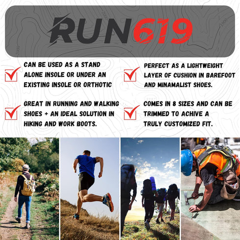Zero Drop Shoe Insoles, Traditional Shape, Regular Width - Thick, Firm Flat Inserts for Men's 9-10 / Women's 10-11