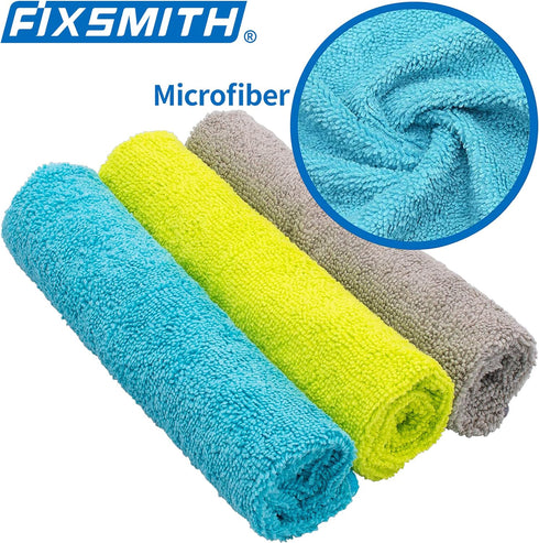 FIXSMITH Microfiber Cleaning Cloth - Pack of 8, 12 x 16 in, Lint-Free, Streak-Free, Highly Absorbent Cleaning Towels
