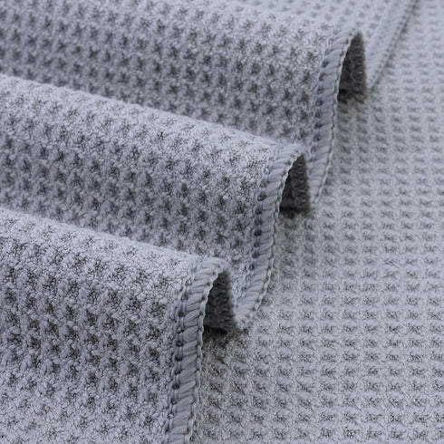 POLYTE Premium Microfiber Kitchen Dish Hand Towel Waffle Weave 12 Pack (16x28 in, Gray)