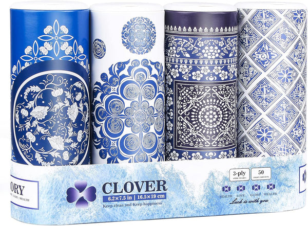 Car Round Canned Tissue Box, Perfect Fit Cup Holder Facial Tissues, 4 Canister 3-Ply Napkins for Travel