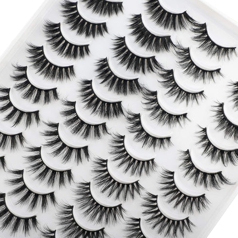 Lanflower 20 Pairs False Eyelashes, 4 Styles Fluffy Long Dramatic Lashes Pack, Wholesale Bulk Faux Mink Lashes