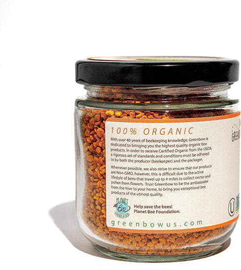 Greenbow Organic Bee Pollen - 100% USDA Certified Organic Superfood, Non-GMO, 155g x 2 Jars