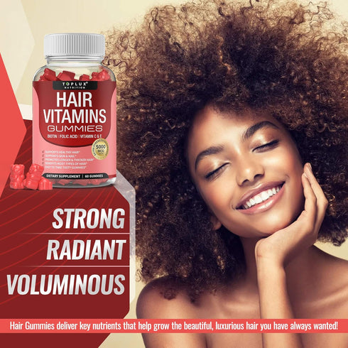 Gummies Gummy 5000mcg 60 Gummies Hair Vitamins Supplement Faster Hair Growth Biotin, Folic Acid, Vitamin C & E, Support