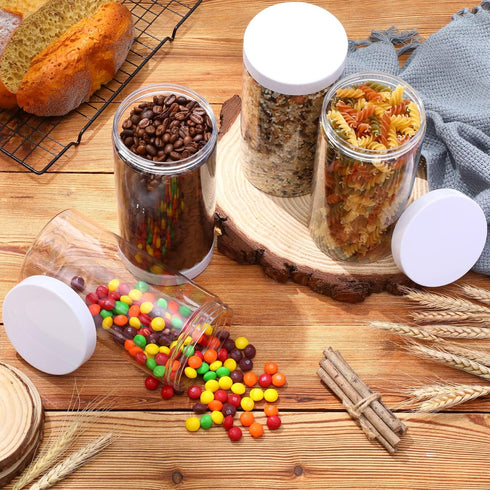Patelai 4 Pieces Round Clear Wide-mouth Jars - Leak Proof Plastic Containers for Travel Storage of Beauty Products