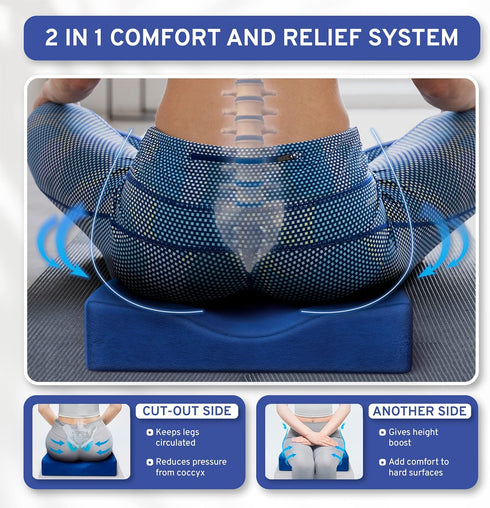 Wedge Pillow for Office Chair and Car Seat Cushion, Medium Firm Memory Foam Seat Pad for Tailbone and Hip Pain Relief