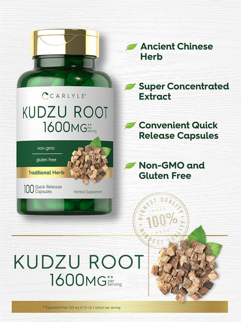 Carlyle Kudzu Root | 100 Extract Capsules | Non-GMO and Gluten Free Traditional Herbal Supplement