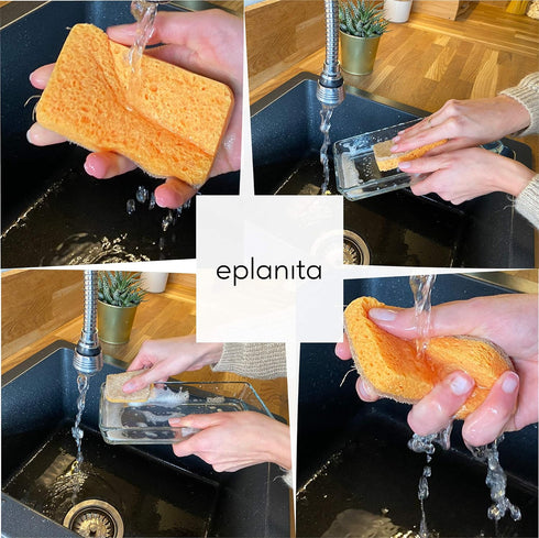 eplanita Natural Plant Based Scrub Sponges, 12 Pack Non-Scratch Biodegradable Eco Scourers for Kitchen and Bathroom