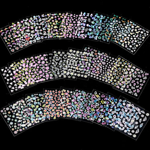 30 Sheets Flower Nail Art Stickers, Colorful 3D Self Adhesive Daisy Floral Decals for Women and Girls