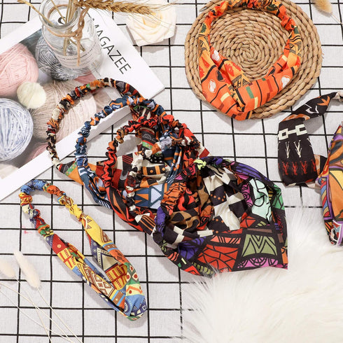 Syhood 9 Pcs African Headbands for Black Women, Boho Print Turban Twist Knot Elastic Hair Bands for Sports
