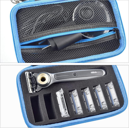 PAIYULE Travel Case for Gillette Heated Razor, Starter Shave Kit Storage Holder, Blue