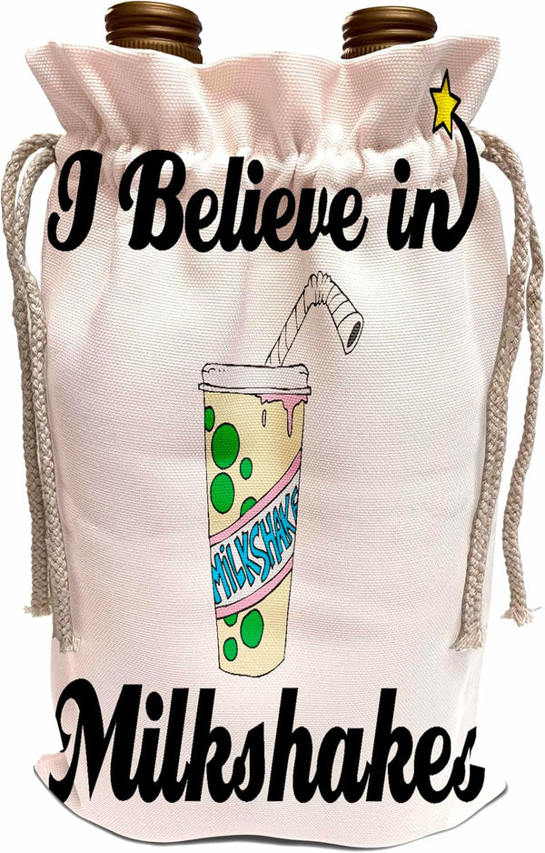3dRose I Believe In Milkshakes Wine Bag