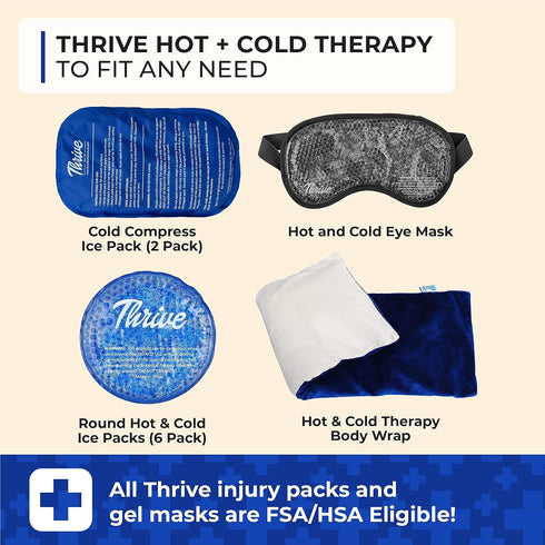 Thrive Gel Ice Packs for Injuries, Reusable (2 Pack) - Hot and Cold Compress