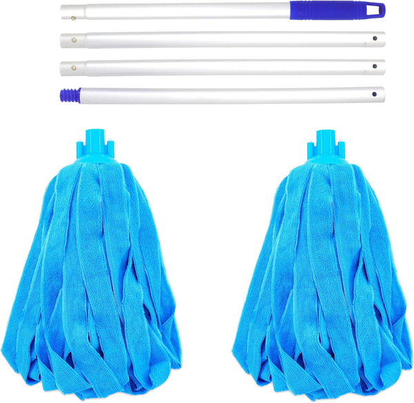 EaseYourDay Microfiber Cloth String Mop, One Lightweight Aluminum Pole + Two Loop