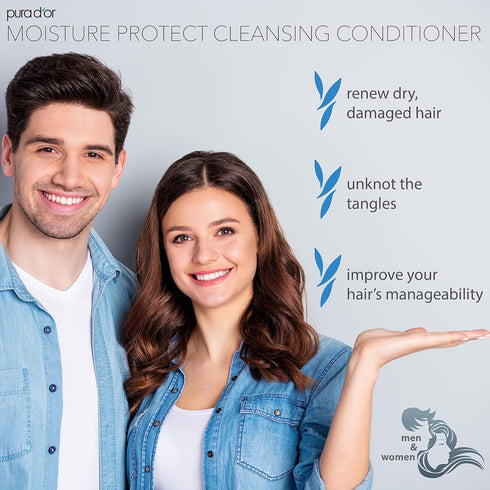 PURA D'OR Moisture Protect Cleansing Conditioner - 16 Oz - Low Lather, Detangles & Restores Hair with Argan Oil,