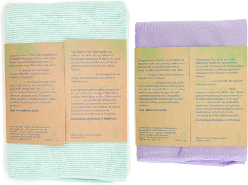Norwex Package Basic - Microfiber - Glass Window Cleaning Cloth and Household Enviro Dusting Cloth Colors May Vary