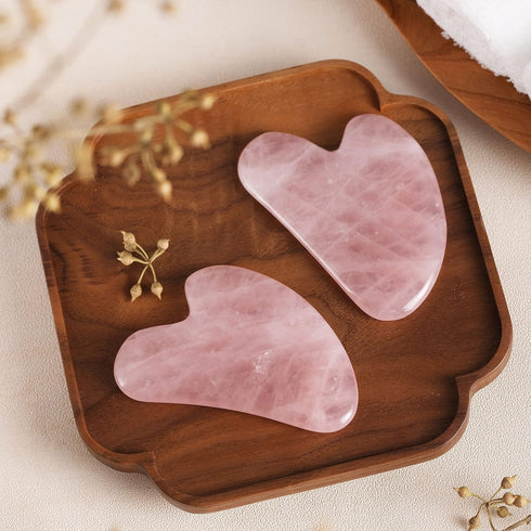 Natural Rose Quartz Gua Sha Facial Tools for Face Sculpting, Shaping, Reduce Puffiness, Massage Stone for Eyes and Body